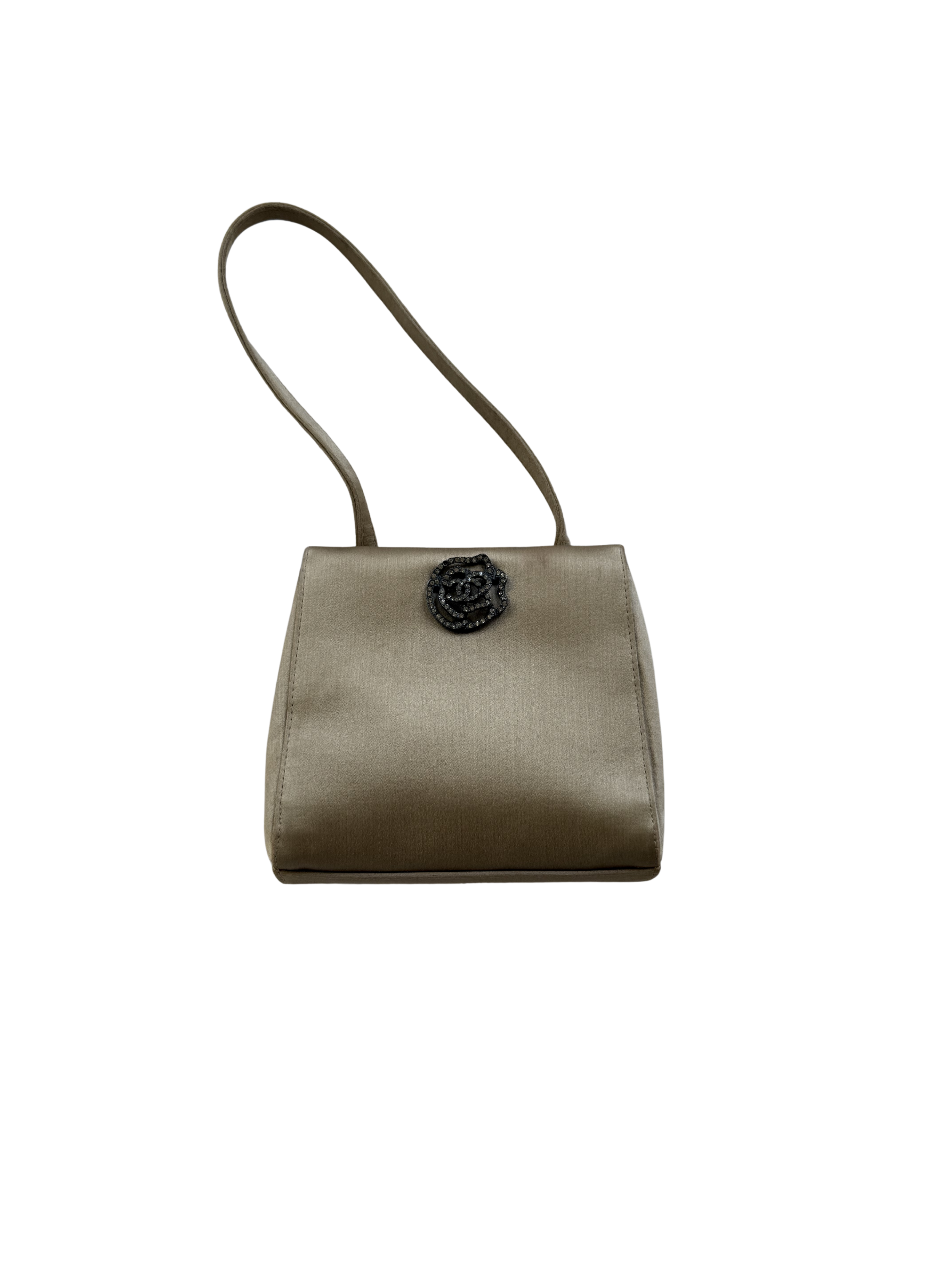 Chanel Silk Rhinestone Camelia Evening Bag