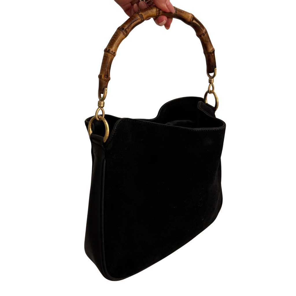 Gucci Bamboo Suede Shoulder Bag